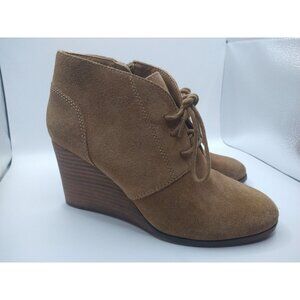 Lucky Brand Tan Suede Lace-Up Wedge Ankle Boots - Womens Size 7M